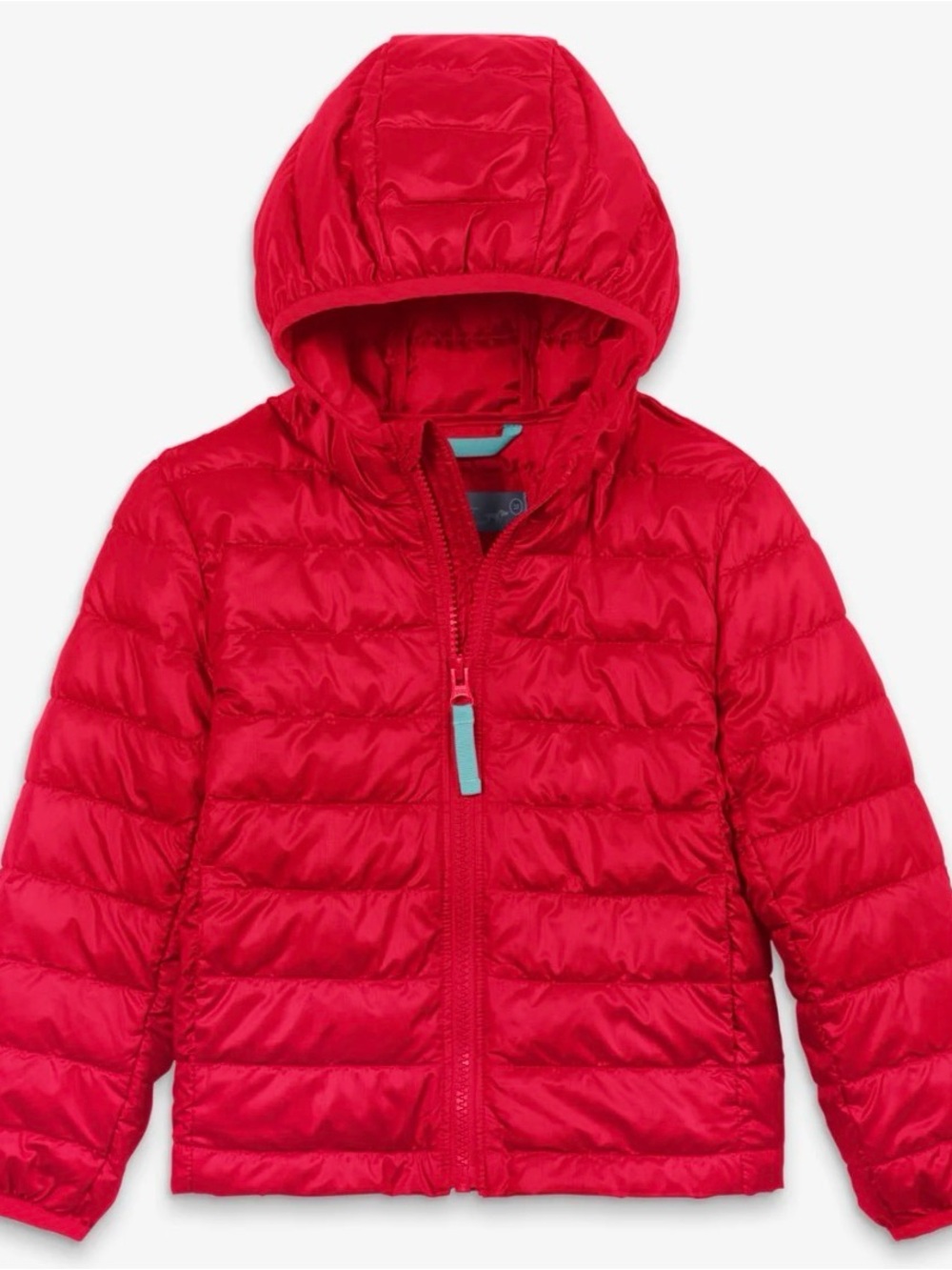 Primary Kids Red Hooded Lightweight Puffer Jacket